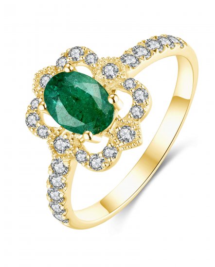 OVAL EMERALD DIAMOND RING (TR3917)
